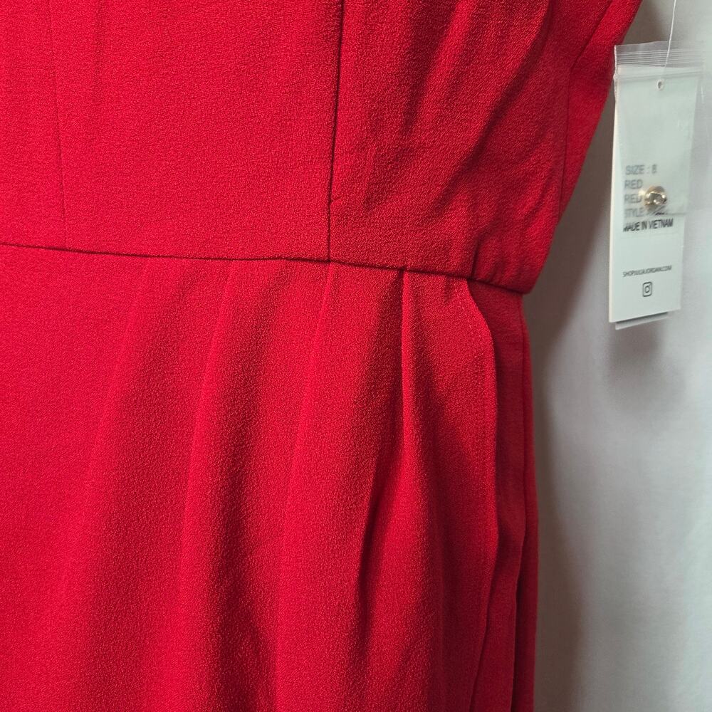julia jordan Knot-Neck Tulip-Hem Midi Dress Red NWT Size 8 - Picture 4 of 10